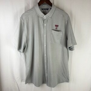 Texas Tech Red Raiders Cutter & Buck Button Down Shirt Mens XL Gray Short Sleeve